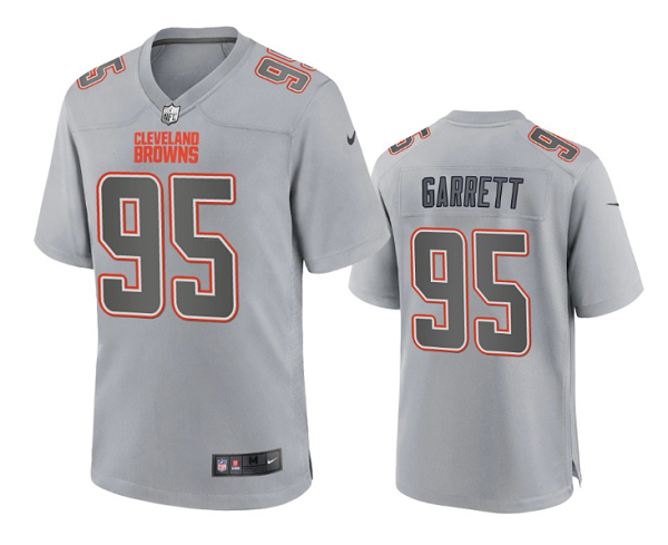 Men's Cleveland Browns #95 Myles Garrett Grey Atmosphere Fashion Stitched Game Jersey
